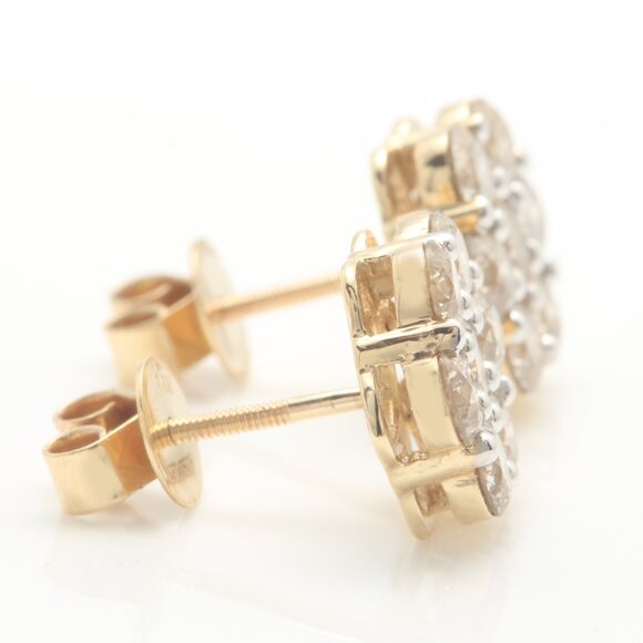 2.60 Carat Natural Diamonds in 14k Solid Yellow Gold Screw Back Stud Earrings - Picture 3 of 5